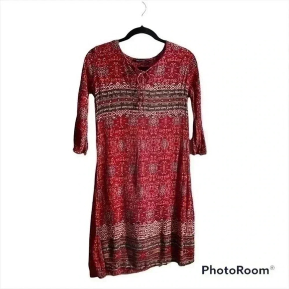 Melange red printed dress made in India XS - Picture 1 of 8